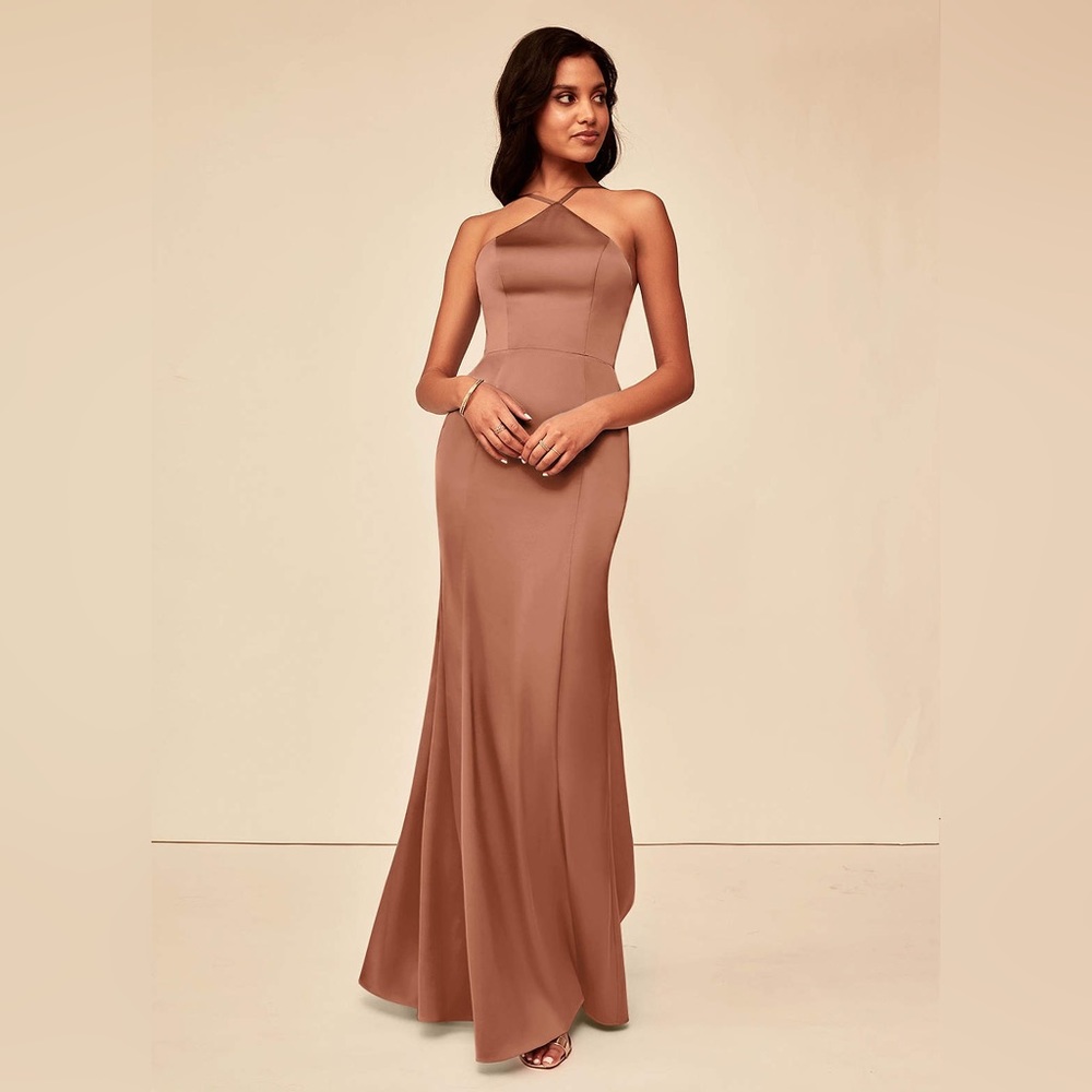 AZAZIE STACEY
Mermaid Stretch Satin Floor-Length bridesmaid Dress Bronzer